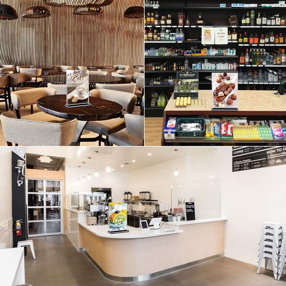 5 Stück A4 Ständer Aufsteller Tischaufsteller Werbeaufsteller Acryl T-Ständer Menükartenhalter Doppe