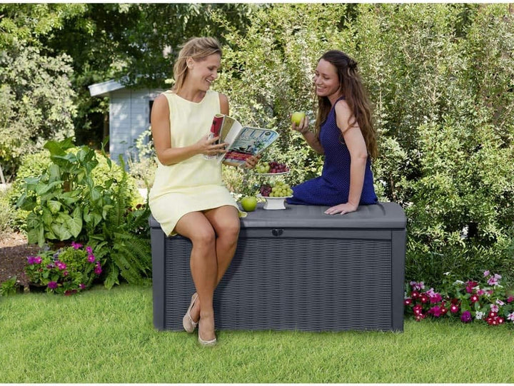 Keter 7290103665449 Chalet et Jardin Rio Truhe Harz Anthrazit-Grau 129,5 x 70 x 62,5 cm