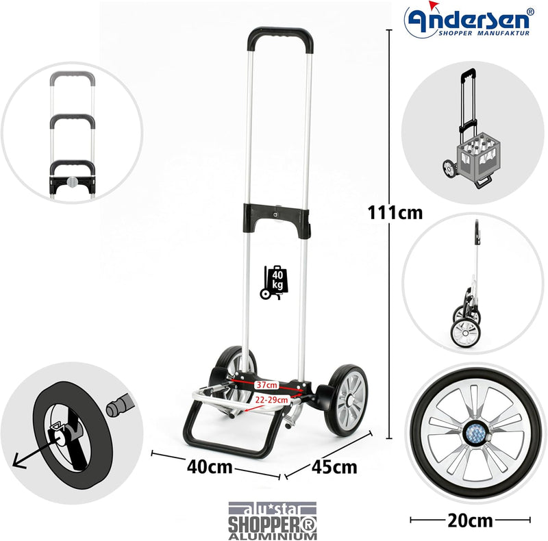 ANDERSEN Einkaufstrolley - Alu Star Shopper Sofia rot 43 L einkaufen, gross, Aluminium, höhenverstel