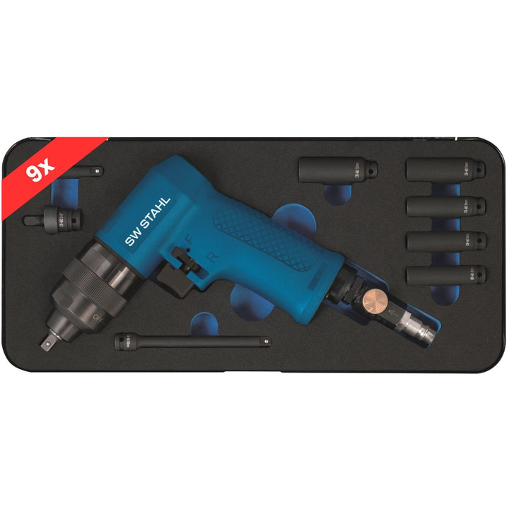 SW-Stahl S3224 Druckluft-Schlagschrauber Set I 1/4 Zoll I 9-teilig I Speziell für Glühkerzen I Druck