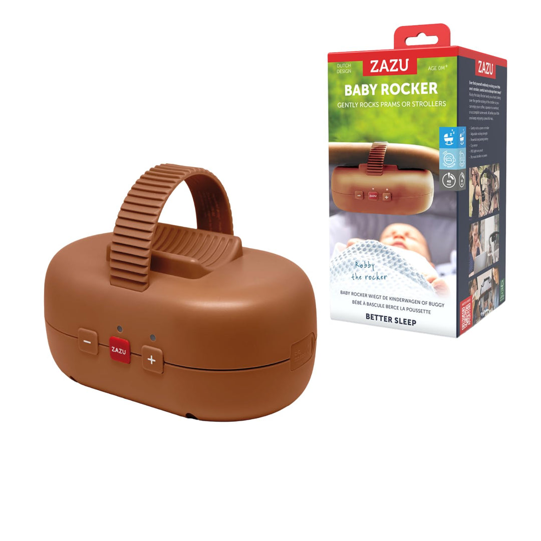 ZAZU Robby Kinderwagenschaukler - Automat. Babywippe, Verstellbare Stärke, 40-Min Timer, Babyschreis