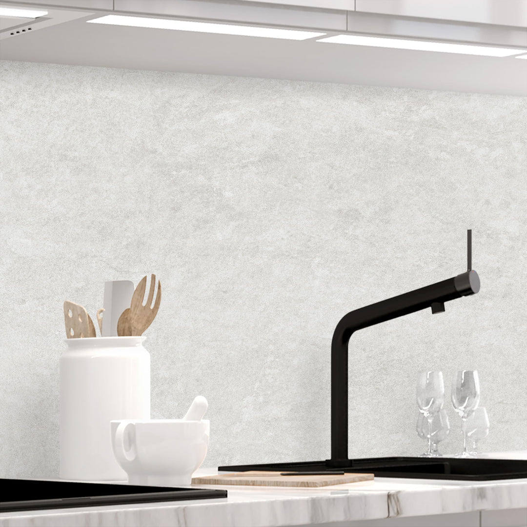 Küchenrückwand selbstklebend Glasoptik - WHITE NATURAL STONE - 1.8mm, versteift, alle Untergründe, H
