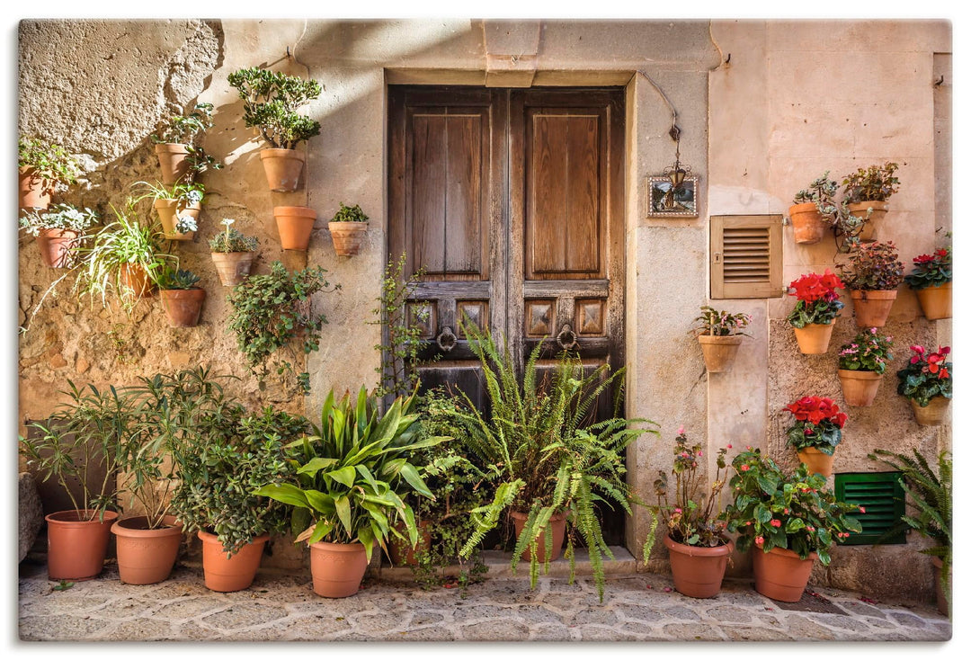 ARTland Leinwandbilder Wandbild Bild auf Leinwand 60x40 cm Stadtbilder Pflanzen Altstadt Mallorca Sp