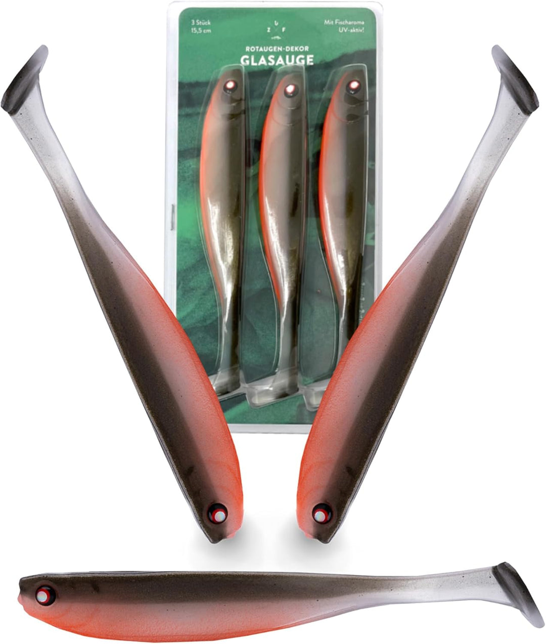 Zanderfang - Gummifische Set - Glasaugen Gummiköder für Zander, Barsch, Hecht - mit Fischaroma aroma