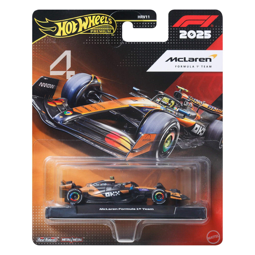 Hot Wheels Formel 1 Premium Die-Cast-Spielzeugauto im Massstab 1:64 Sammelspielzeug-Rennauto mit Rea