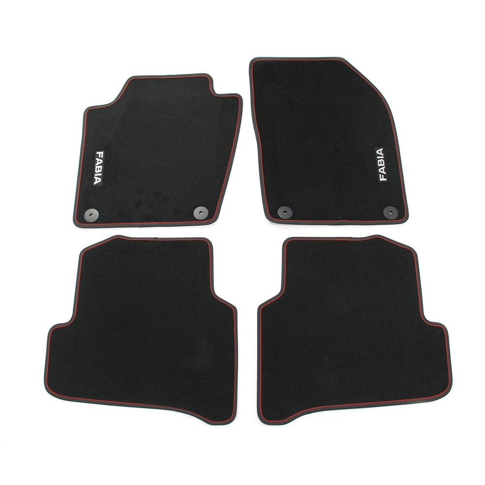 Skoda 6V1061404B Prestige Textil Fussmatten Nubuk Stoffmatten, mit Fabia Schriftzug Schwarz