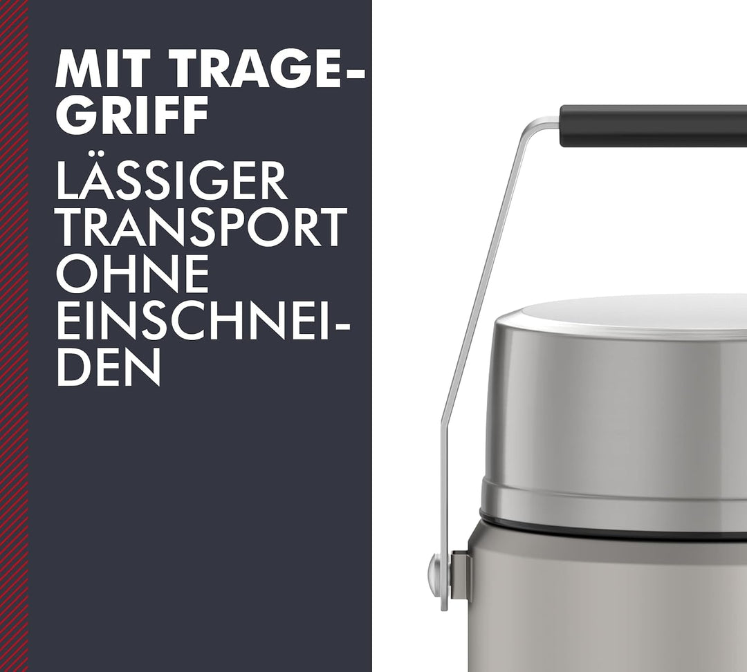 Thermos STAINLESS KING FOOD JAR 1,2l, steel, Thermosbehälter aus Edelstahl mit Einsätzen und Henkel,