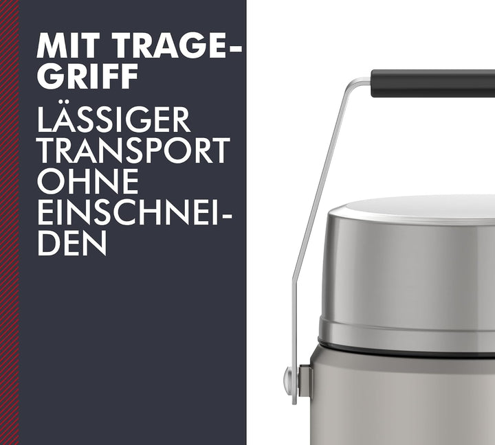 Thermos STAINLESS KING FOOD JAR 1,2l, steel, Thermosbehälter aus Edelstahl mit Einsätzen und Henkel,
