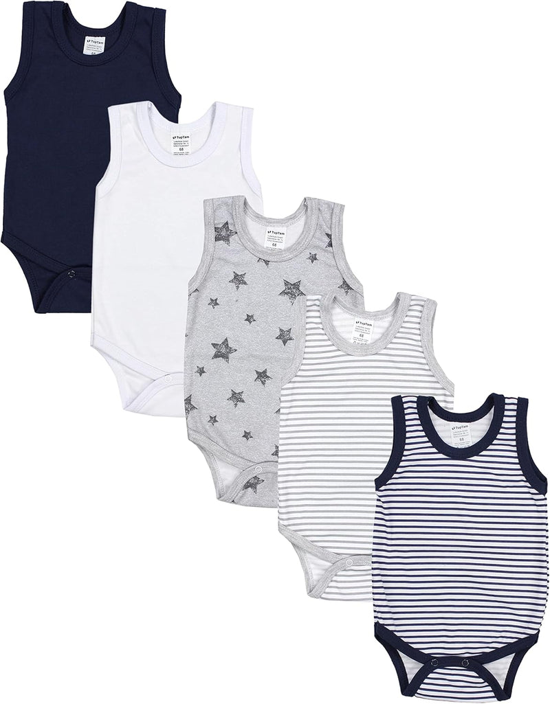 TupTam Baby Jungen Achselbody in Unifarben 5er Pack 68 Farbenmix 3, 68 Farbenmix 3