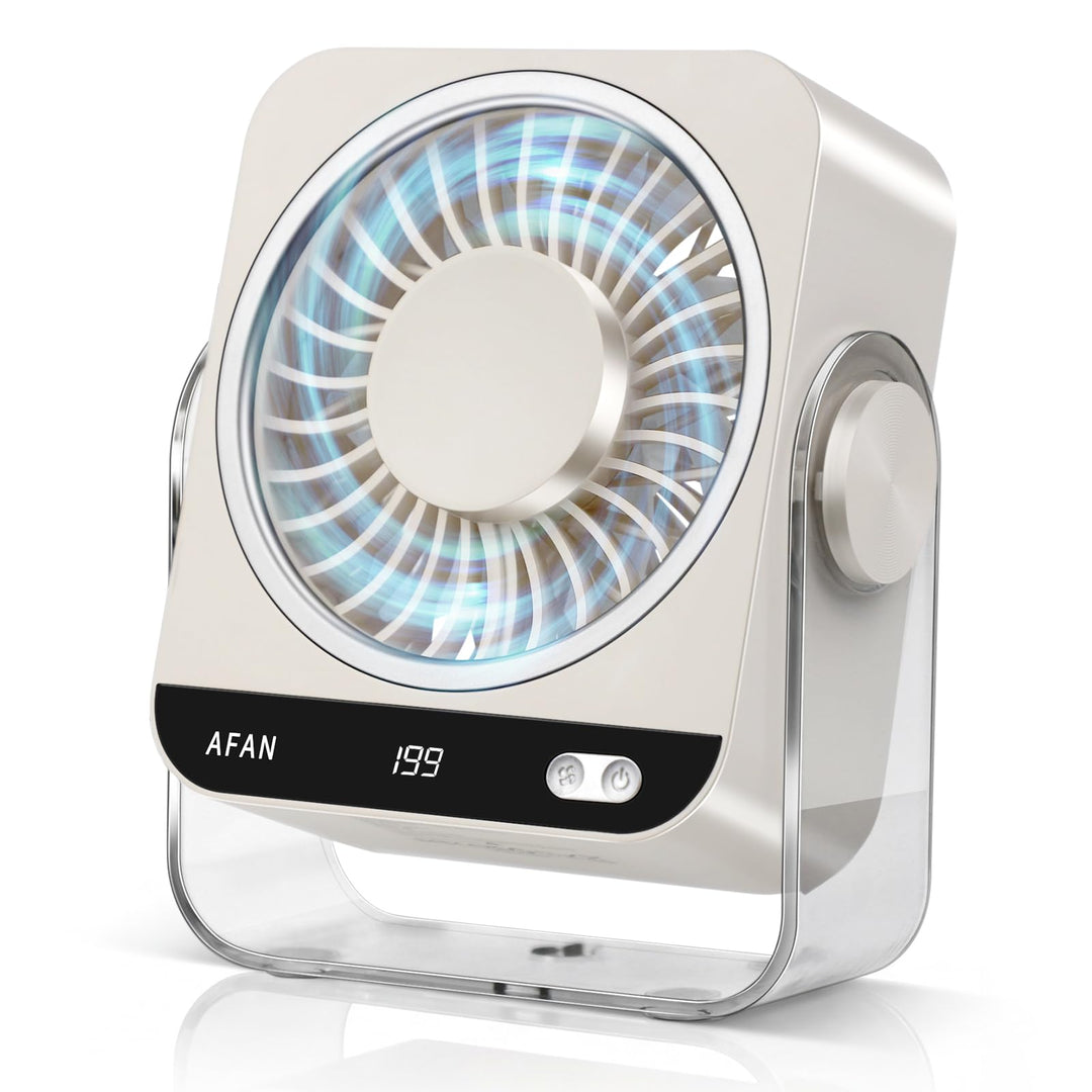 Leiser Tischventilator - 5 Geschwindigkeiten & Manuelles Oszillieren, USB-C, Tragbarer Büro Ventilat