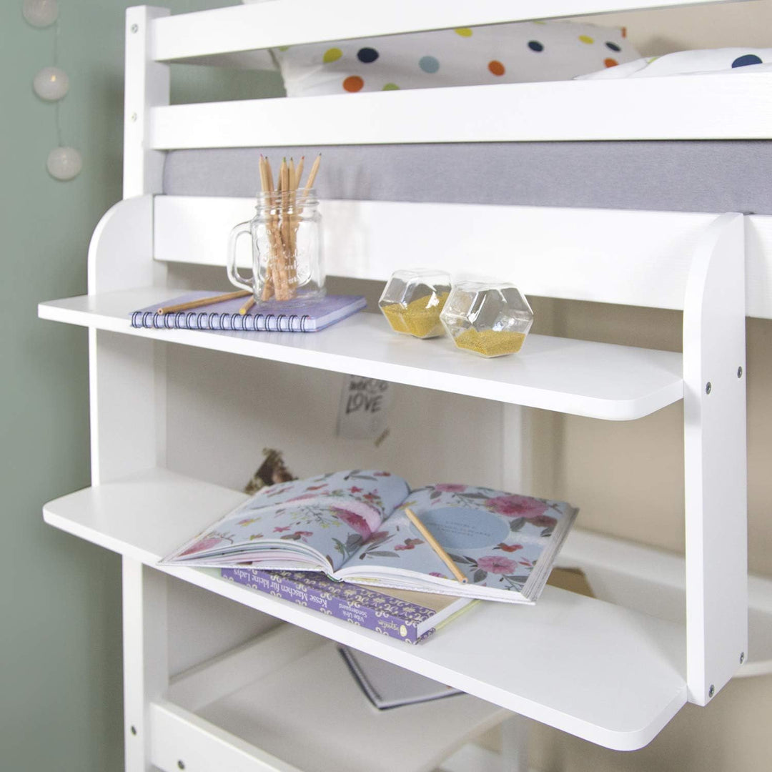 Homestyle4u 1907, Einhängeregal Hängeregal Hochbett Weiss, Regal Holz, 2 Ablagen