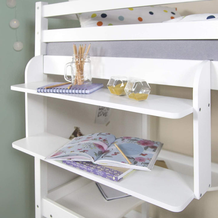 Homestyle4u 1907, Einhängeregal Hängeregal Hochbett Weiss, Regal Holz, 2 Ablagen