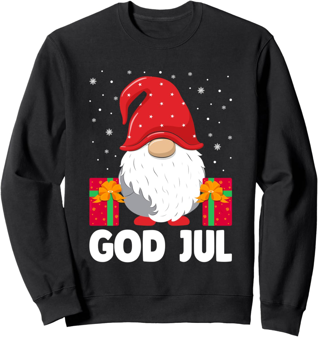 God Jul Lustiger Feiertagswichtel schwedischer Tomte Zwerg skandinavisch Sweatshirt