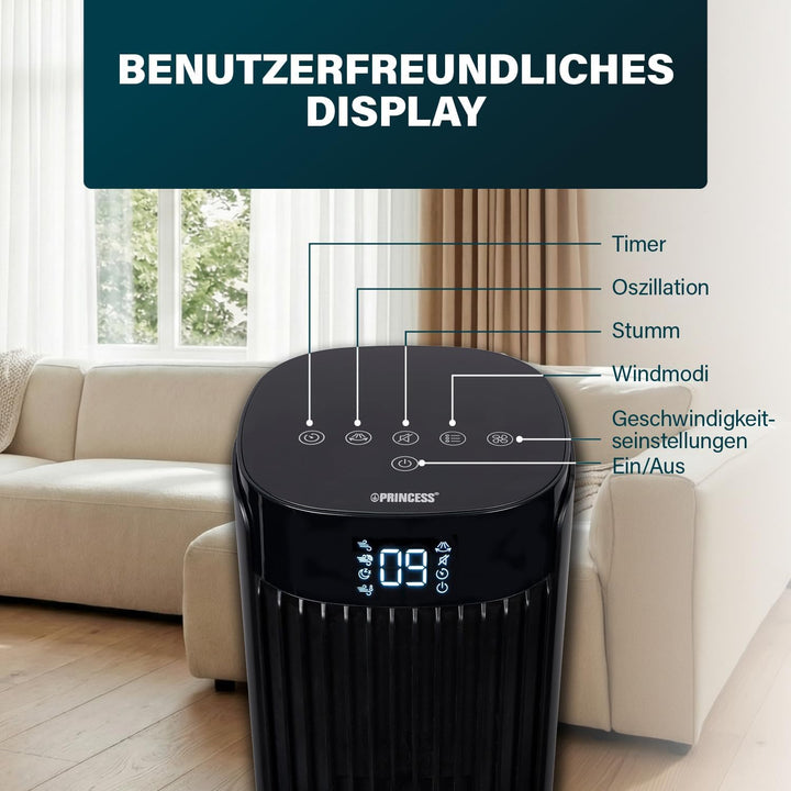 Princess Turmventilator - Elegantes Design - 40 W - Leistungsstark, Leise, Energieeffizient - Höhe: