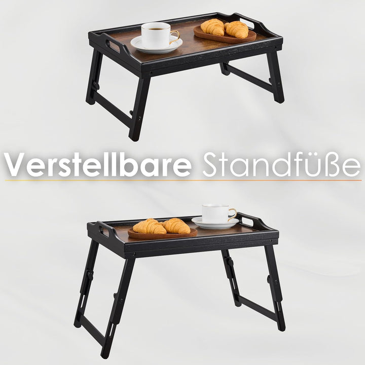 Klappbares Bambus Tablett höhenverstellbar für Bett und Sofa (22,5-32 cm) Notebooktisch & Frühstücks
