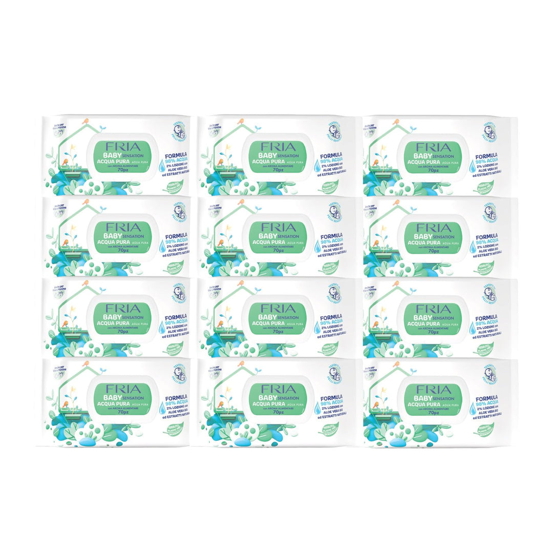 Fria Baby Sensation Reines Wasser Windelwechseltücher, Formel mit 98% gereinigtem Wasser mit Reinigu