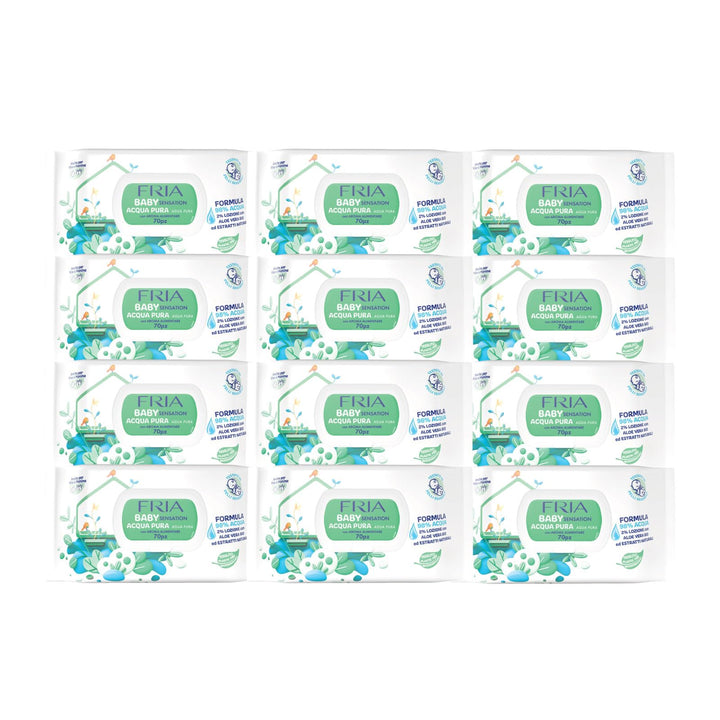 Fria Baby Sensation Reines Wasser Windelwechseltücher, Formel mit 98% gereinigtem Wasser mit Reinigu