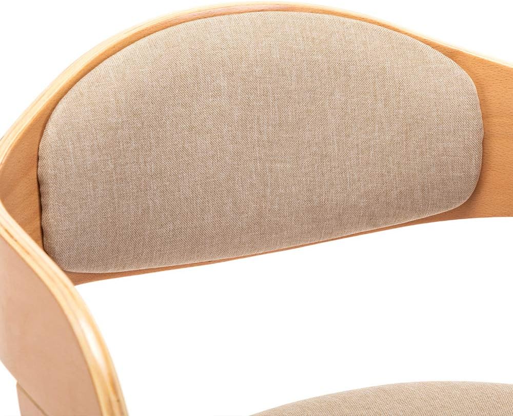 Mingone 2er Set Esszimmerstühle Holz Küchenstühle Designer Stühle mit Leinen Sessel Gepolsterte mit