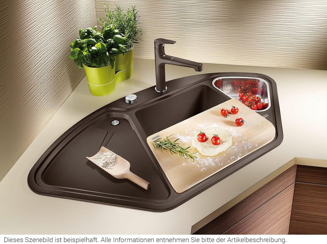 BLANCO DELTA II | SILGRANIT cafe | Einbauart: Einbau von Oben | Hauptbecken links | mit Ablauffernbe