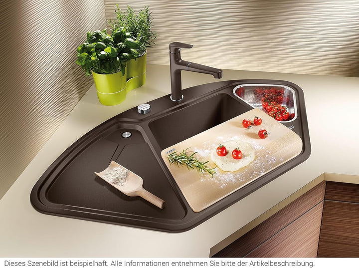 BLANCO DELTA II | SILGRANIT cafe | Einbauart: Einbau von Oben | Hauptbecken links | mit Ablauffernbe