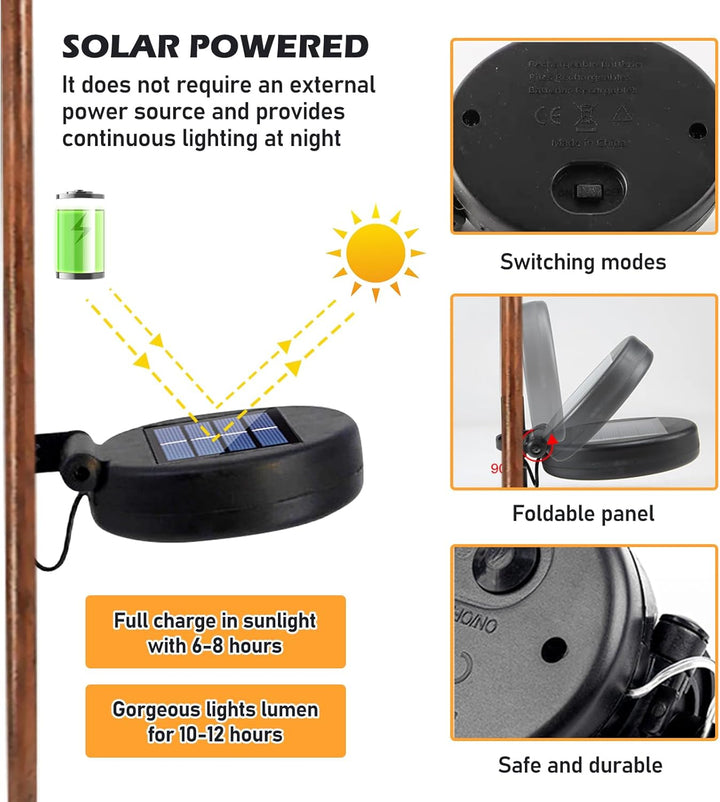 BORDEAG Solar Regenmesser für Garten mit Erdspiess und LED, Solarbetriebener Regenmesser, Dekorative