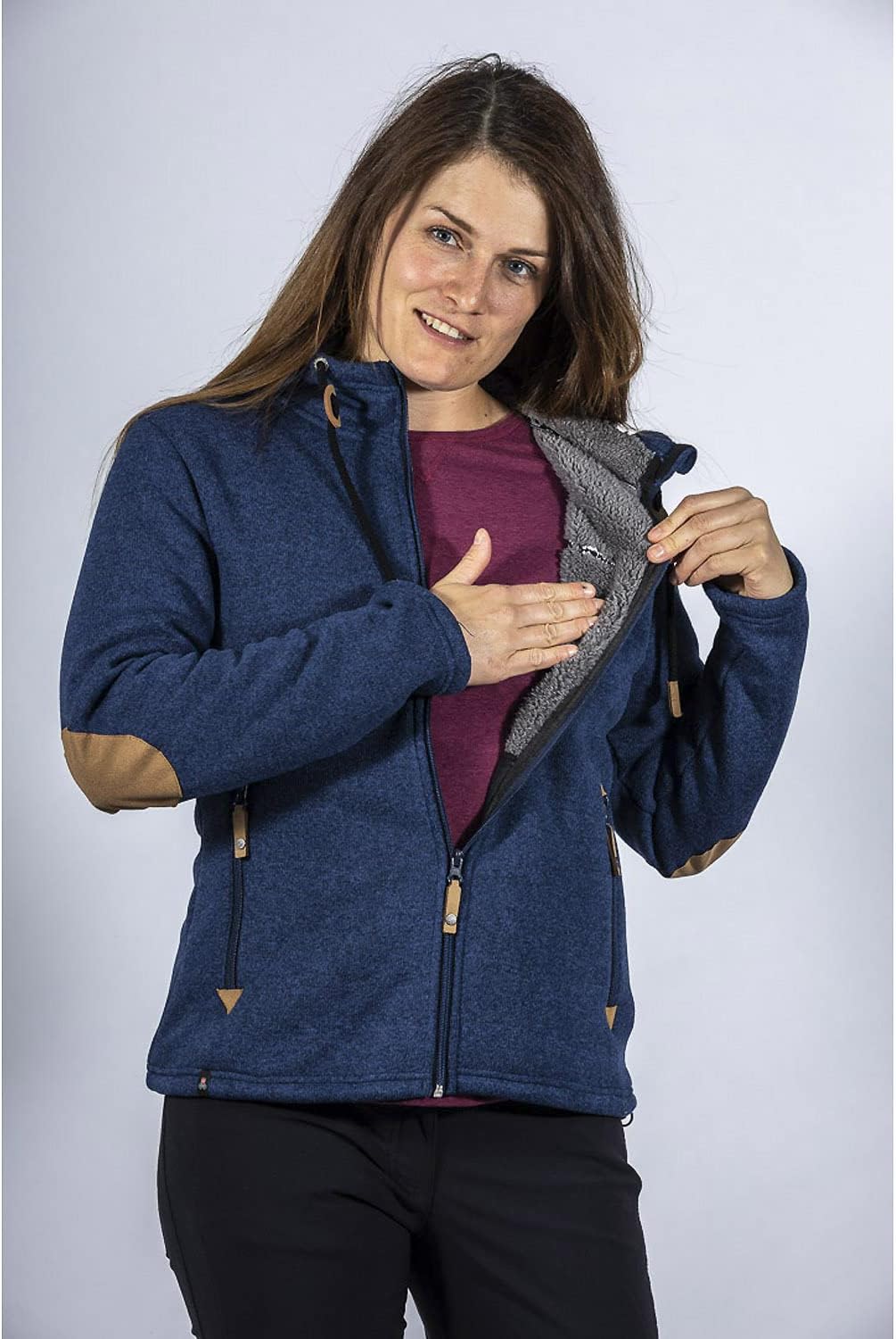 Maul Damen Chieming mit Kapuze Polar-strickfleece Jacke 36 73 blue, 36 73 blue