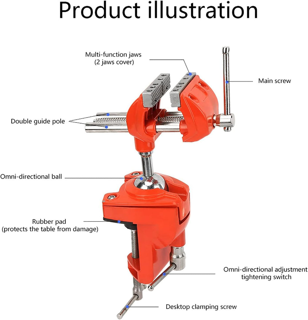 Tischschraubstock Mini 360 ° drehbar Verstellbare 70 mm Backenbreite Arbeitstischzange Tischklemme f