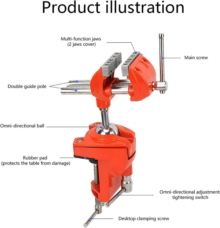 Tischschraubstock Mini 360 ° drehbar Verstellbare 70 mm Backenbreite Arbeitstischzange Tischklemme f