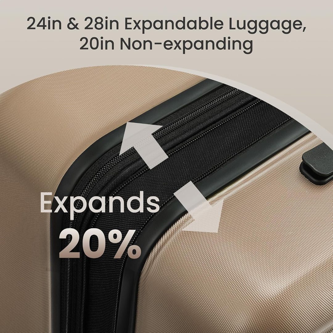 SHOWKOO Kofferset 3 Teilig Hartschale Leicht ABS+PC Erweiterbar Reisekoffer Haltbar Trolley Handgepä
