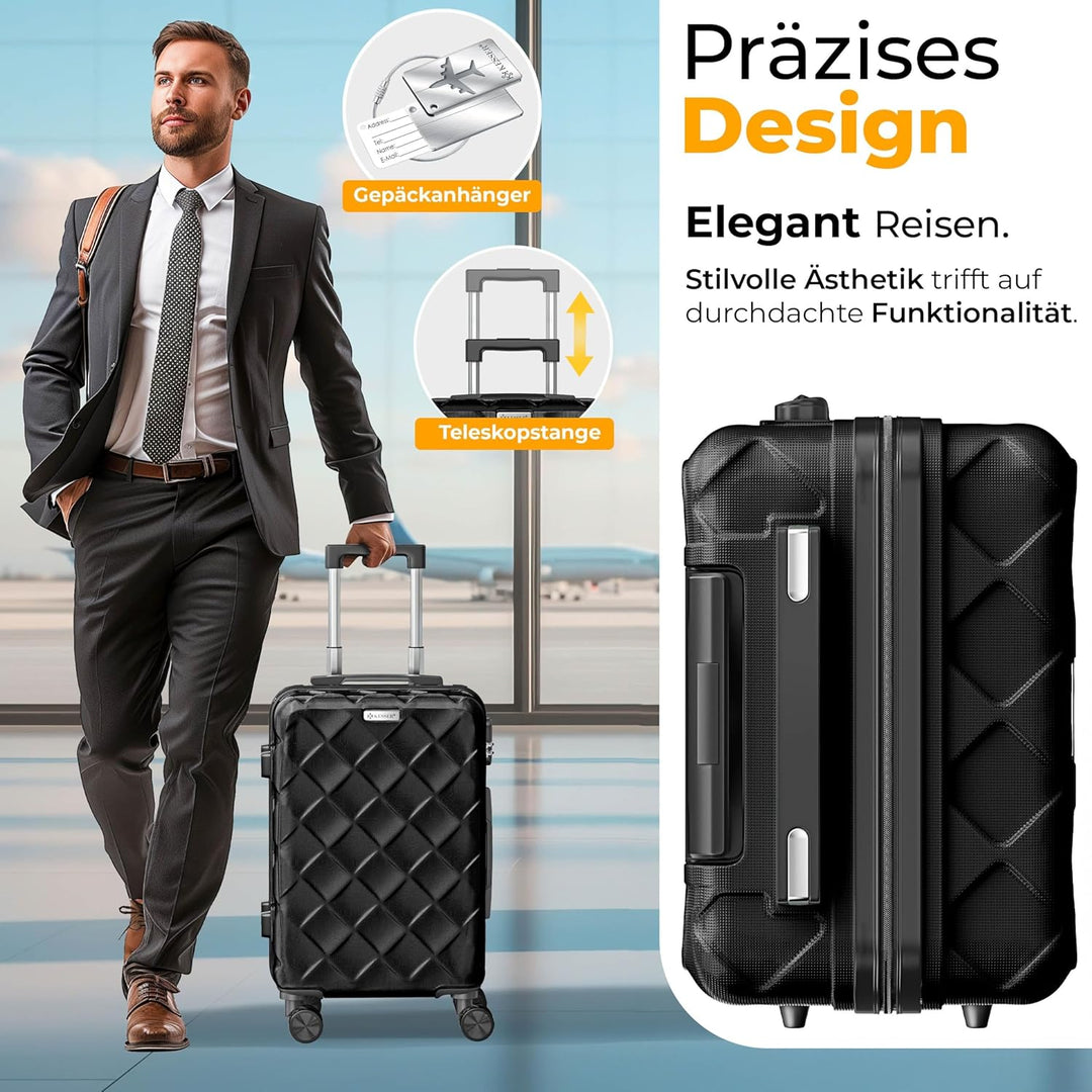 KESSER® Reisekoffer 84L Koffer Handgepäck ABS Hartschalenkoffer mit Zahlenschloss, Kofferwaage & Rei