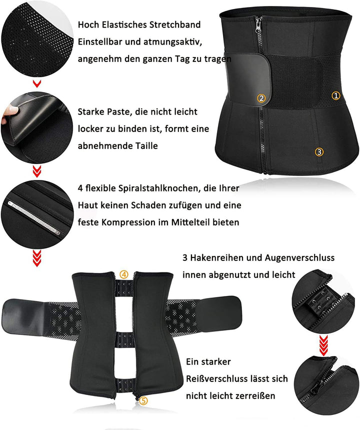 Gotoly Damen Bauchweggürtel Taillenformer Sport Fitnessgürtel Schwitzgürtel Body Shaper Verstellbare