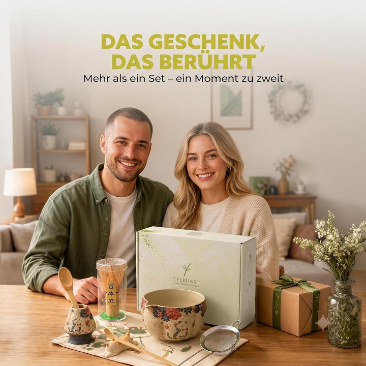 Matcha Set Japan 8-teilig – Premium Matcha Tee Set mit Keramik Schale, Bambus Chasen Besen &amp; Halter,