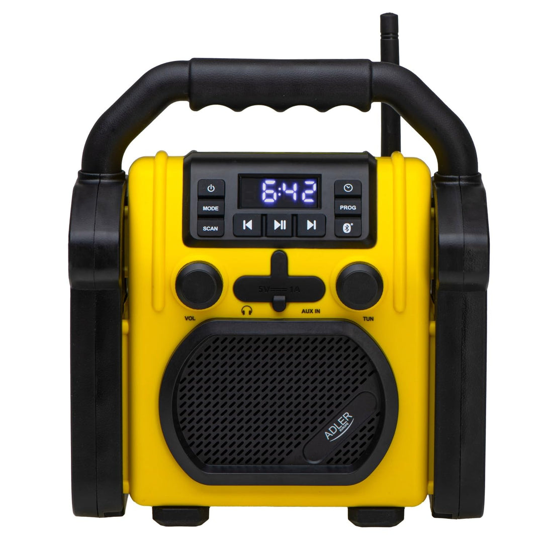 Adler AD 1911 – Baustellenradio mit Bluetooth V 5.1, Dual Power (Batterie & Netz), IPX54 Staub-/Wass