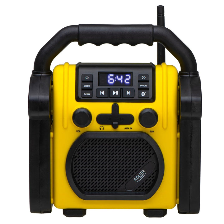 Adler AD 1911 – Baustellenradio mit Bluetooth V 5.1, Dual Power (Batterie & Netz), IPX54 Staub-/Wass