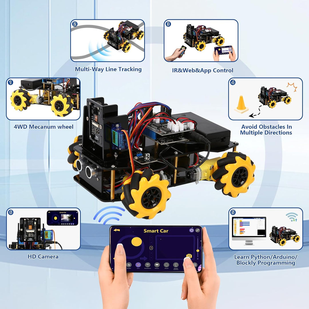 ACEBOTT Roboter Spielzeug 3MP Kamera-Erweiterungspaket Smart Robot Car Kit, Robotik-Bausatz für Kind