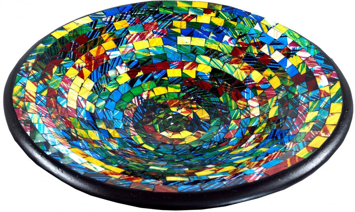 GURU SHOP Runde Mosaikschale, Untersetzer, Dekoschale, Handgearbeitete Keramik &amp; Glas Obst Schale -