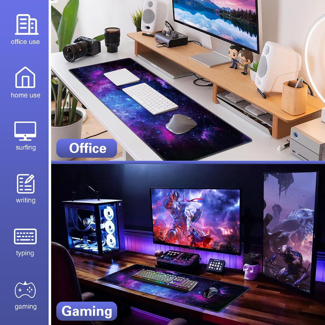 Gaming Mauspad XXL 900 x 400 mm- Mousepad Gross Schreibtischmatte Vernähte Kanten WassXerdicht Anti-