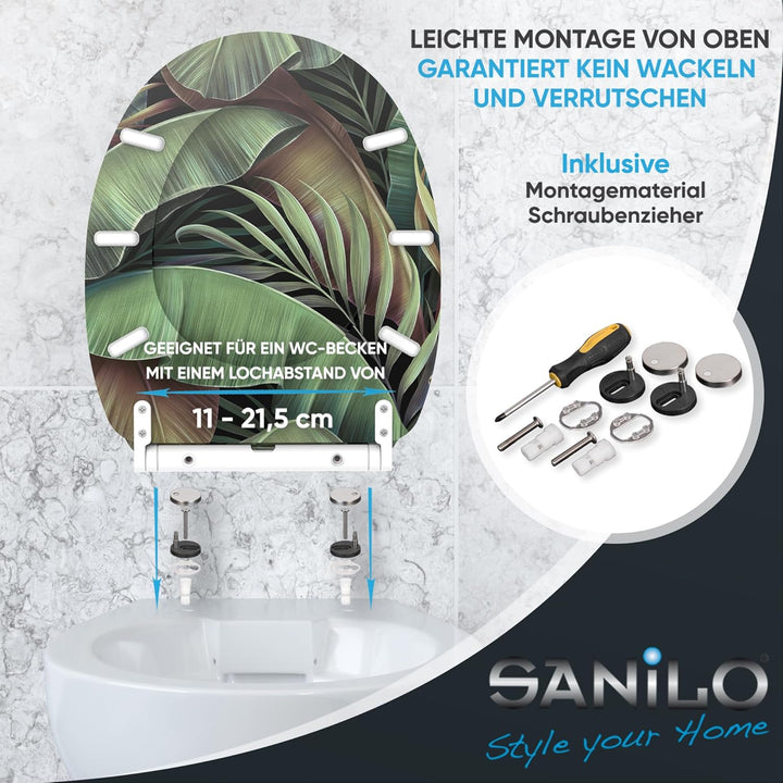 Sanilo WC Sitz mit Absenkautomatik & Schnellverschluss, Toilettendeckel per Knopfdruck abnehmbar, ei