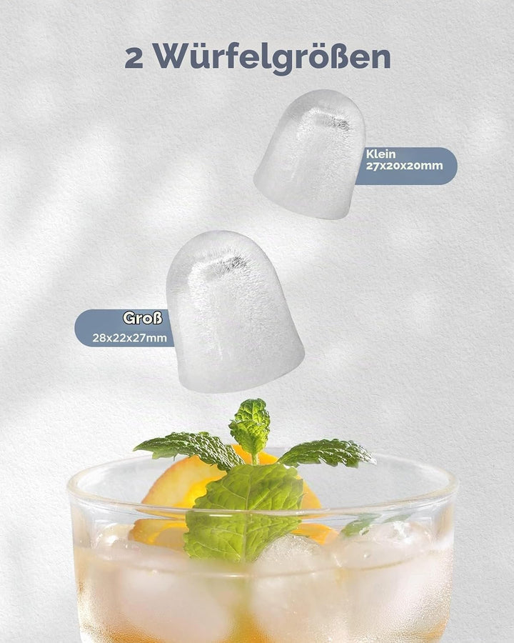Silonn Eiswürfelmaschine mit Griff-Eiswürfelkorb – Tragbar &amp; Selbstreinigend, Mini Ice Maker 9 Eiswü