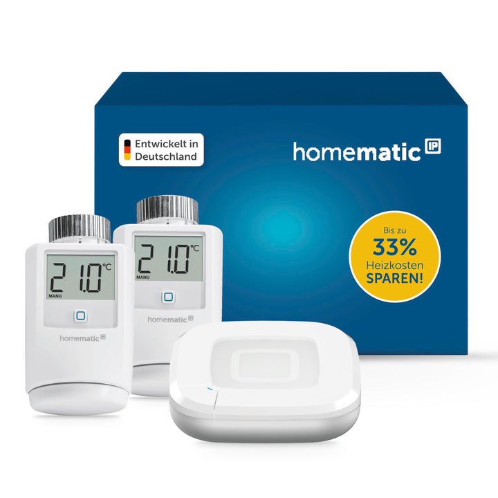 Homematic IP Access Point 2 + 2X Heizkörperthermostat, Smart Home, digitaler Thermostat Heizung, Ste