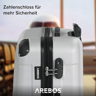 Arebos 4tlg. Hartschalenkofferset I ABS-Hartschale I Trolley Kofferset I Reisekoffer mit Teleskopgri