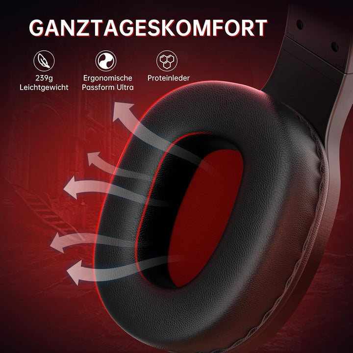 AOC Gaming Headset kabellos für PC, PS5, PS4, Switch, 2,4 GHz Wireless Headset mit Bluetooth 5.4 & K