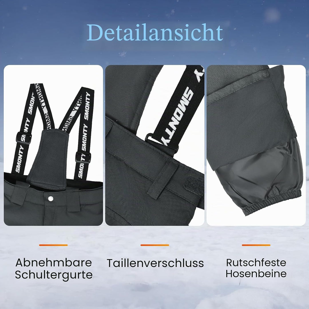 SMONTY Skihose für Kinder Mädchen Winter Wasserdicht Winddicht Warme Snowboard-Rückenhose Standard 1