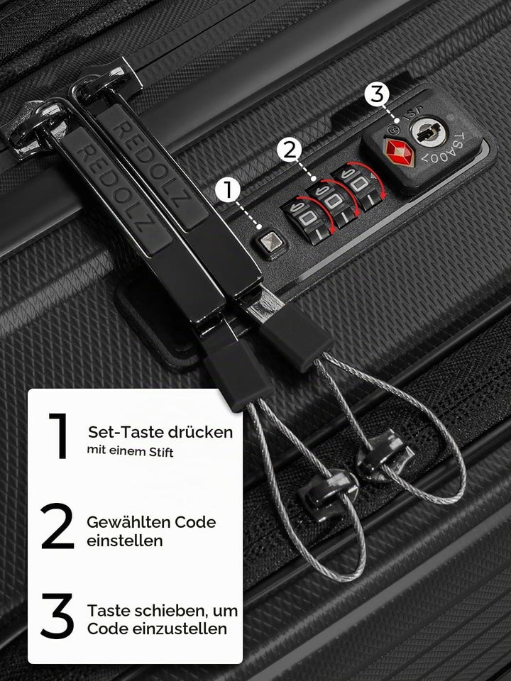 REDOLZ Mittelgrosser Hartschalen M+ Trolley | 46 x 30 x 66 cm | Koffer mit Dehnfalte von 82 auf 97 L