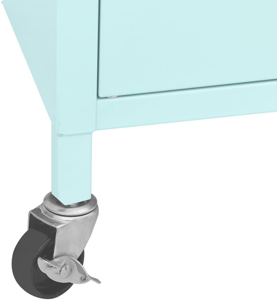 vidaXL Lagerschrank Mintgrün 60x35x56cm Stahl Sideboard Schrank mit Rollen Büroschrank Metallschrank