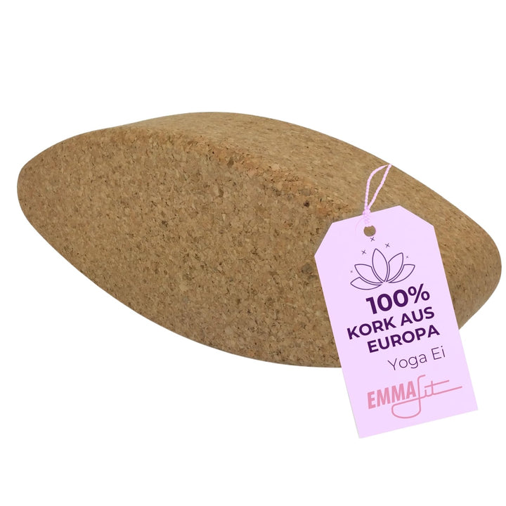 EMMAfit Kork Yoga Egg I 305 x 120 x 75mm I hochwertiges Yogaei aus Kork für Yoga-Übungen I hygienisc