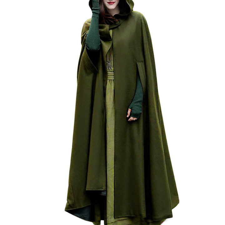 Lange Umhang mit Kapuze DamenVintage Einfarbig Poncho RobeHalloween KostümLeichte TrenchcoatWinddich