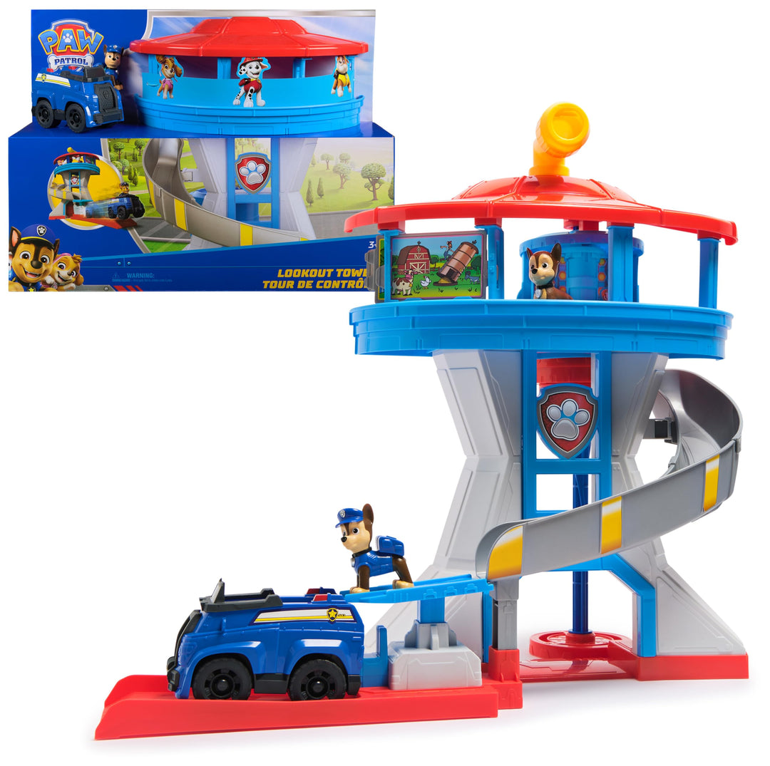 PAW PATROL - Lookout Tower (2025), über 50 cm hoch, Hauptquartier Spielset mit 1 Basis Polizei-Fahrz