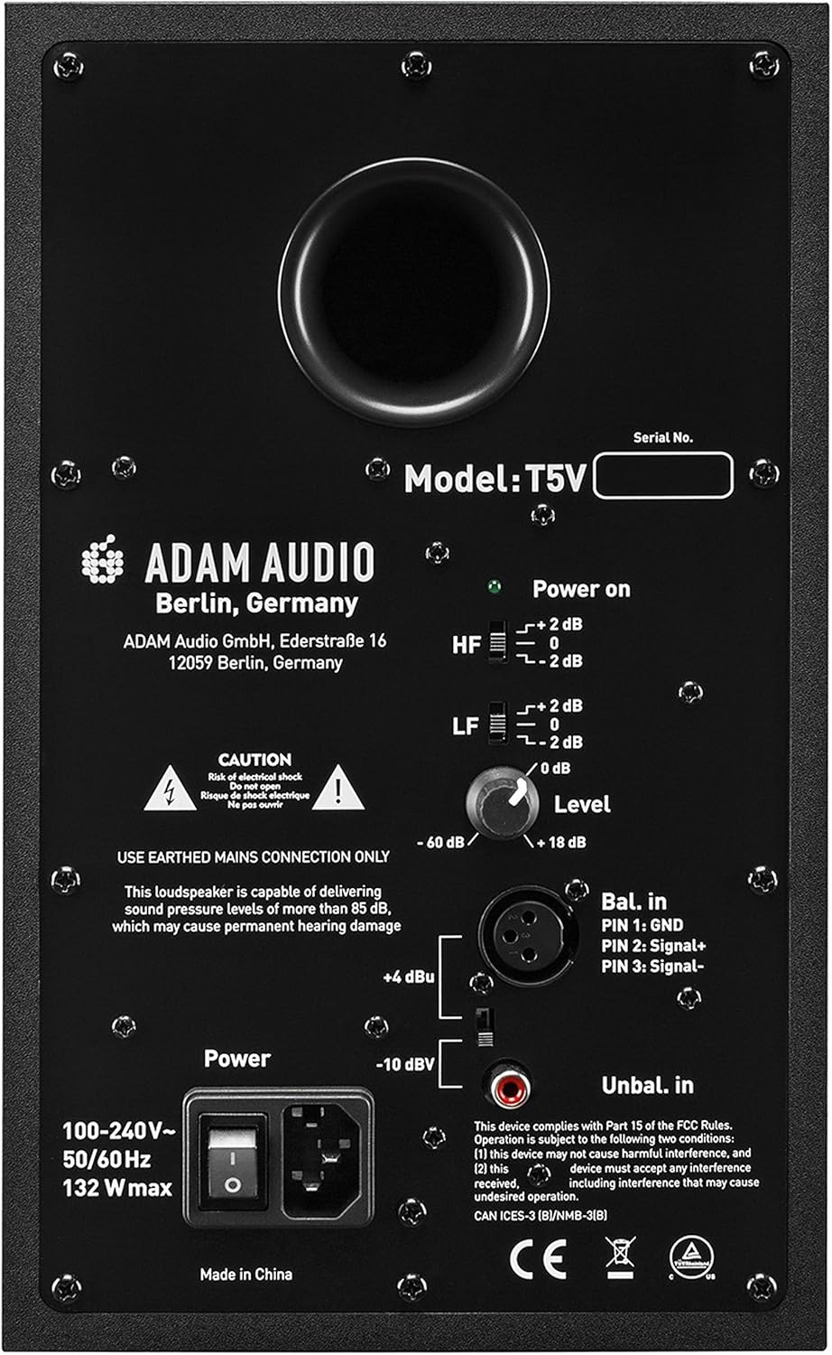 ADAM Audio T5V Studiomonitor für Aufnahmen, Mischungen und Mastering in Studioqualität, Schwarz, T5V