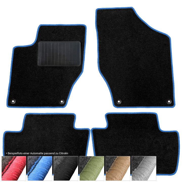 moto-MOLTICO Fussmatten Auto Velours Autoteppiche Schwarz Automatten Set 3-teilig passend für Citroe